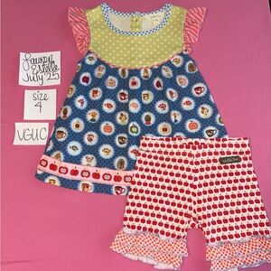 Matilda Jane Matching Apple Shorts Set Little Girls 4